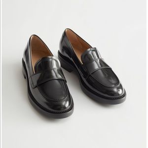 & Other Stories Leather Black Loafers Size 8